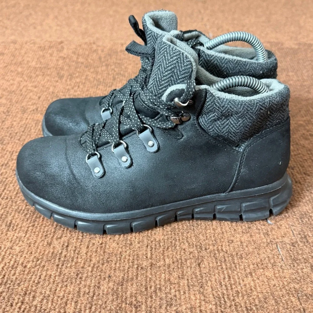 Skechers Synergy Cold Daze Black Herringbone Ankle Boots 44992 Womens 8‎ nice B+